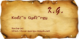 Koós György névjegykártya